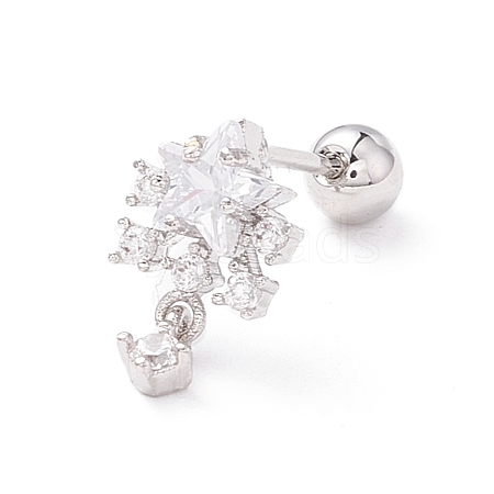 Snowflake Clear Cubic Zirconia Stud Earrings for Women EJEW-A065-03P-1