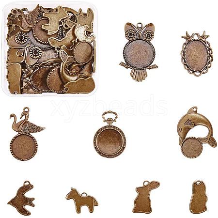 Alloy Pendant Cabochon Settings PALLOY-OC0001-42-1