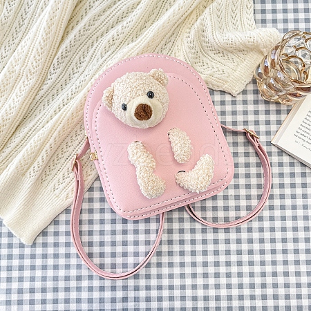 DIY Doll Bear PU Imitation Leather Crossbody Lady Bag Making Sets PW-WG53093-02-1