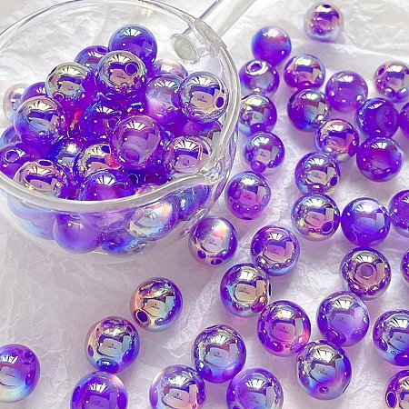 Rainbow Iridescent Plating Acrylic Beads FIND-B077-01C-1