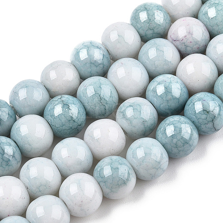 Opaque Crackle Glass Round Beads Strands X-GLAA-T031-01A-1