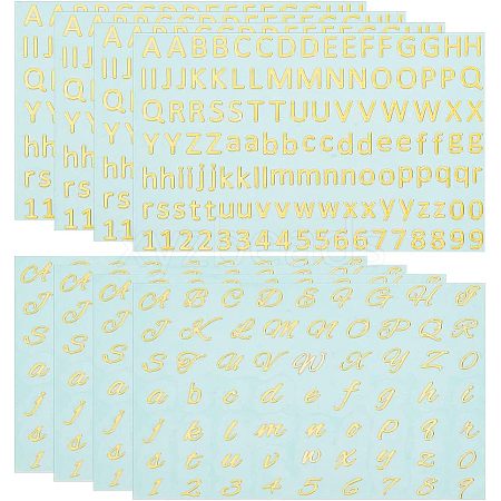 Olycraft 8Pcs 2 Styles Brass Self-Adhesive Picture Stickers STIC-OC0001-02-1