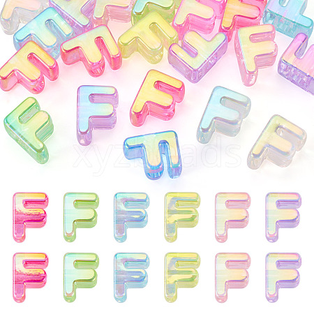 20Pcs UV Plating Transparent Acrylic European Beads OACR-TADJ0001-19F-1