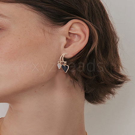 1 Pair Alloy Rhinestone Dangle Stud Earrings EJEW-LP0003-74C-1
