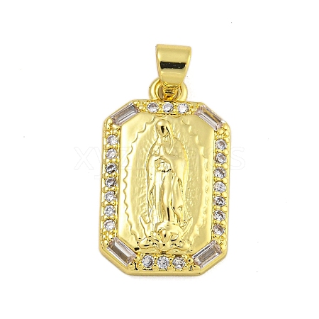 Religion Theme Rack Plating Brass Micro Pave Cubic Zirconia Pendants KK-C074-40G-04-1