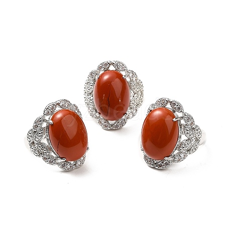 Natural Red Jasper Adjustable Rings RJEW-P043-04P-23-1