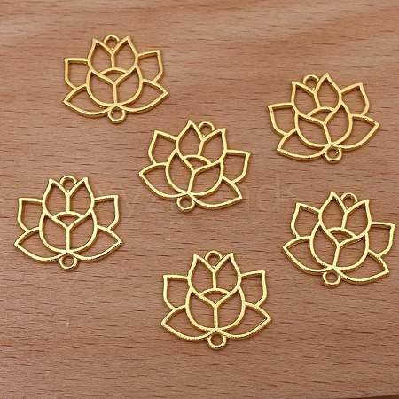 Alloy Hollow Lotus Flower Links Connector Charms PW-WG102FB-02-1