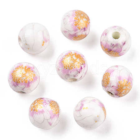 Handmade Printed Porcelain Beads PORC-Q199-8mm-02-1