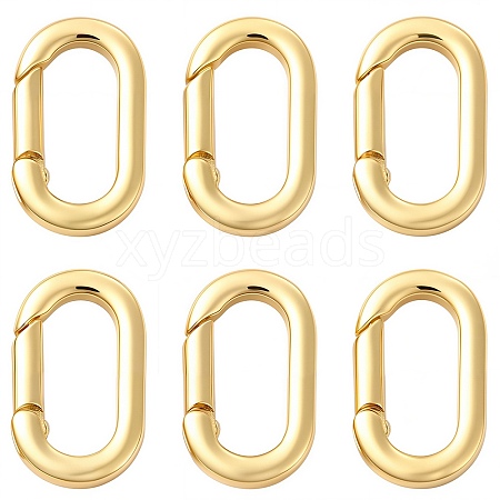 6Pcs Rack Plating Brass Spring Gate Rings FIND-SC0010-91-1