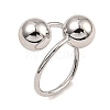 Rack Plating Brass Round Ball Beded Open Cuff Rings RJEW-D009-03P-3