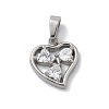 Ion Plating(IP) 304 Stainless Steel Micro Pave Cubic Zirconia Pendants STAS-Z107-04P-06-1