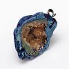 Electroplated Natural Geode Druzy Agate Big Pendants G-K174-05-2