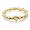 Brass Micro Pave Cubic Zirconia Beads Stretch Bracelets for Women Men BJEW-H201-01B-GP-4