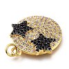 Brass Micro Pave Clear & Black Cubic Zirconia Pendants ZIRC-SZ0001-24-3