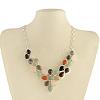 Gemstone Bib Statement Necklaces with Alloy Cabochon Settings and Silver Color Plated Brass Chains  NJEW-R224-07B-B-2