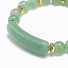 Natural Green Aventurine Rectangle Beaded Stretch Bracelet BJEW-JB08982-01-4