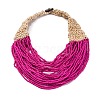 Bohemia Style Multi-strand Glass Seed Beaded Bib Necklaces for Women NJEW-G149-01B-2