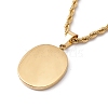 Oval with Flower Pendant Necklace NJEW-G074-44G-2