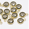 Golden Tone Brass Glass Flat Round Charms GLAA-M003-A-07G-2
