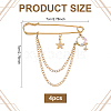 4Pcs Moon & Star Alloy Rhinestone Hanging Chain Brooch JEWB-FG0001-84B-2