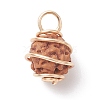 Natural Rudraksha Copper Wire Wrapped Pendants PALLOY-JF02068-01-2