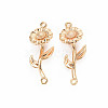 Brass Birth Flower Connector Charms KK-S364-231-1