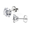 Stainless Steel Micro Pave Cubic Zirconia Stud Earrings PW-WG005C9-05-1