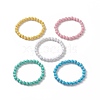 Acrylic Round with Cross Beaded Stretch Bracelet for Women BJEW-JB09220-1