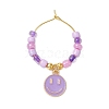 7Pcs Alloy Enamel Flat Round with Smiling Face Charms Wine Glass Charms HJEW-JM02501-4