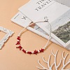 Dyed Synthetic Red Coral Chips & Natural Shell Pearl Graduated Beaded Necklaces for Women NJEW-TA00065-3