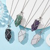 Bullet Natural Mixed Gemstone Pendant Necklaces NJEW-JN04644-02-2