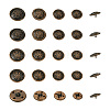 80Pcs 8 Style Brass Shank Buttons BUTT-TA0001-08AB-10