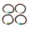 Synthetic Howlite & Turquoise Beaded Stretch Bracelets BJEW-JB111343-4