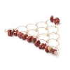 Natural Red Jasper Chip Copper Wire Wrapped Connector Charms PALLOY-JF03030-02-4