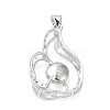 Platinum Plated Brass Pendant Cabochon Settings KK-Q776-01P-06-2
