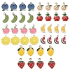 40Pcs 10 Style Fruit Theme Light Gold Plated Alloy Enamel Pendants ENAM-ZZ0001-09-3