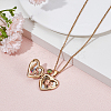 Stainless Steel Pave Natural White Shell Heart Locket Pendant Necklaces for Women NJEW-NB00014-4