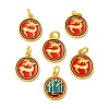 Rack Plating Alloy Enamel Pendants with Jump Ring ENAM-M048-28MG-6