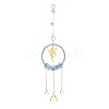 Teardrop Flower Glass & Acrylic Beads Suncatcher with 201 Stainless Steel Fairy Pendants HJEW-JM04988-02-1