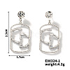 Geometric Hollow Brass Clear Cubic Zirconia Stud Earrings RV3263-2-2