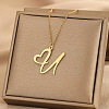 304 Stainless Steel Heart Initial Pendant Necklaces for Women Men FS-WG51A4F-15-1