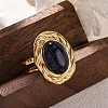 Oval Synthetic Blue Goldstone Finger Rings RJEW-M063-01G-15-1