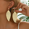 Textured Leaf Vintage Chic Women's Fashion Vacation Hoop Earrings WR7457-1