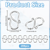 200Pcs 304 Stainless Steel S-Hook Clasps STAS-UN0063-30-3