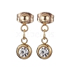 Flat Round 201 Stainless Steel Rhinestone Stud Dangle Earrings for Women EJEW-JE05920-1