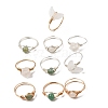 16Pcs 8 Styles Mixed Gemstone Finger Rings RJEW-UN00051-1