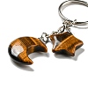 Reiki Natural Tiger Eye Moon & Star Pendant Keychains KEYC-P015-02P-05-2