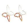 Butterfly Glass Beads Dangle Earrings for Girl Women EJEW-JE04657-02-4