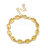 Oval Brass Pave Cubic Zirconia Link Chain Bracelets for Women BJEW-P385-02G-06-1