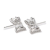 Brass with Clear Cubic Zirconia Stud Earring Findings KK-G491-56P-2